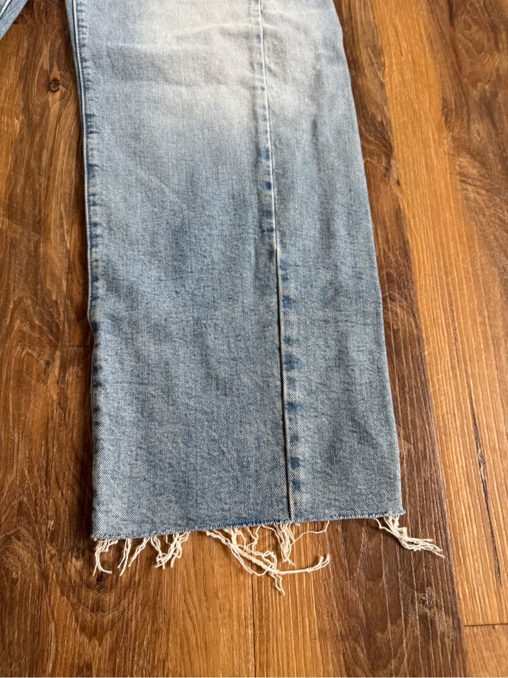 MOTHER Light Blue Wide-Leg Frayed Hem Jeans - Picture 8 of 8